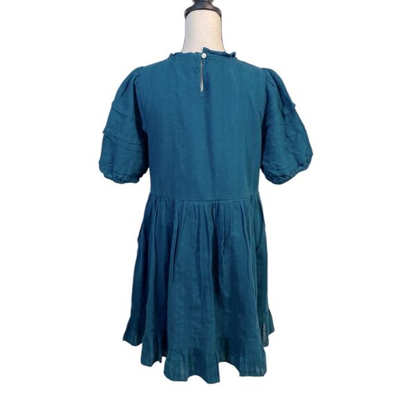 Universal Thread Teal Embroidered Peasant Schoolgirl Puff Sleeve Dress Small - Picture 2 of 7